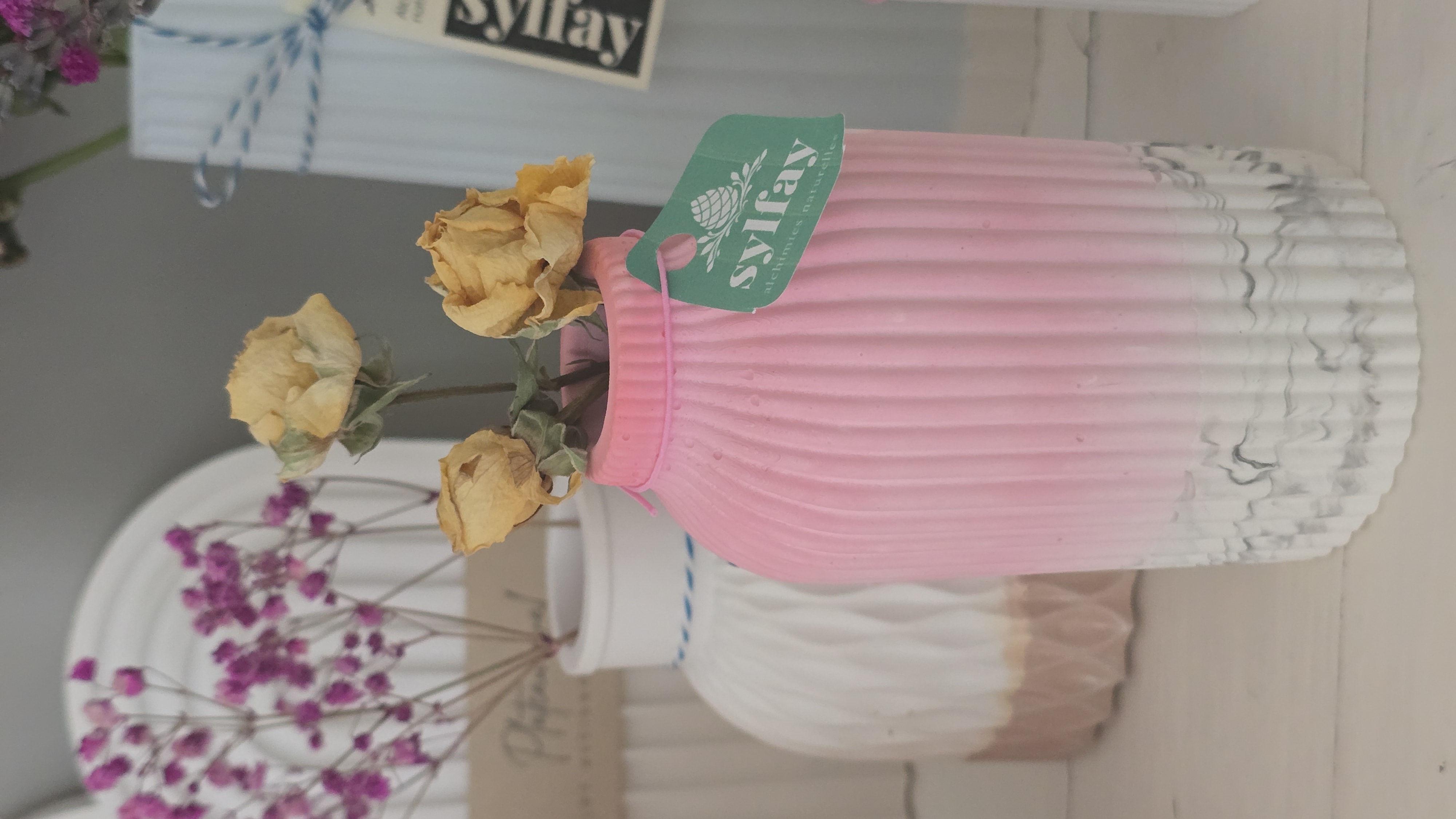 Vase côtelé – coloris rosé